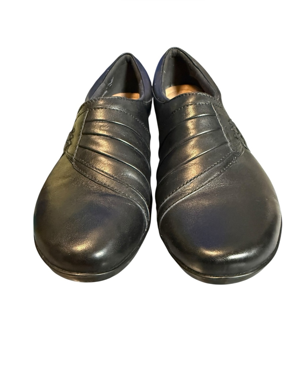 Clarks Women's Black Leather Slip-On Loafers 12M